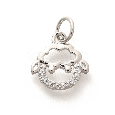 Rack Plating Brass Micro Pave Cubic Zirconia Pendants KK-H508-28P-06-1