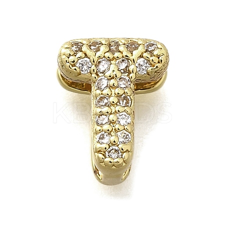 Brass Micro Pave Cubic Zirconia Letter Multi-Strand Links KK-D295-32G-20-1