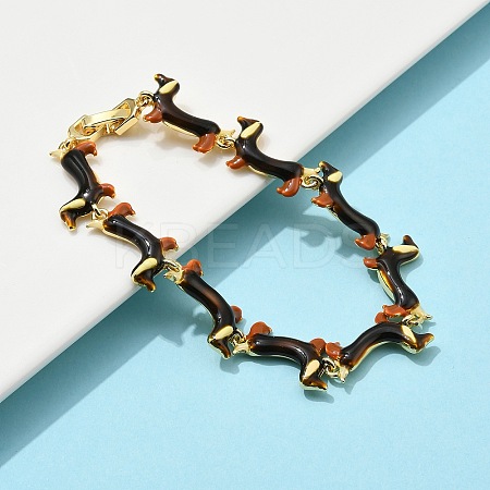Brass Enamel Link Bracelets for Women BJEW-B149-03G-1