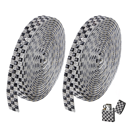 2Pcs Tartan Pattern Hotfix Glass Rhinestone DIY-ME0001-63A-1