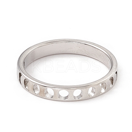 Non-Tarnish 201 Stainless Steel Moon Phase Finger Ring for Women LS-RJEW-A006-03P-1