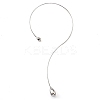304 Stainless Steel Teardrop Pendant Open Cuff Necklaces for Women NJEW-R003-02P-02-2