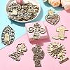 35Pcs 7 Styles Wedding Theme Wooden Huggie Pendants WOOD-CJ0002-07-5