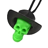 Halloween Skull Plastic Pendant Necklaces NJEW-S006-01D-3