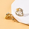 Brass Micro Pave Clear Cubic Zirconia Heart Stud Earrings EJEW-K267-39G-3