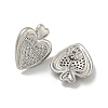 Heart Brass Pave Clear Cubic Zirconia Stud Earrings for Women EJEW-N054-39P-2