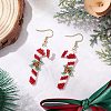 5 Pairs 304 Stainless Steel Glass Seed Beads Christmas Theme Dangle Earrings EJEW-MZ00527-3
