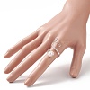 Copper Wire Wrapped Natural Freshwater Pearl Cuff Rings for Women RJEW-JR00553-02-3