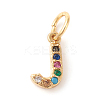 Brass Micro Pave Colorful Cubic Zirconia Charms X-ZIRC-F092-01-J-1