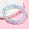 Natural Aquamarine Round Bead Stretch Bracelets for Men Women BJEW-U034-01A-04-3