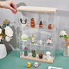 3-Tier 4-Grid Transparent Acrylic Minifigures Organizer Dispaly Case with Wood ODIS-WH0004-03B-3