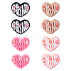 8Pcs 4 Colors Heart and Flower Silicone Focal Beads SIL-TA0002-02-1