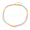 Colorful Glass Seed Beaded Initial Pendant Double Layer Necklaces QS3881-9-1