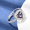 Brass Micro Pave Clear Cubic Zirconia Cuff Open Rings CU-CBA5C10-13P-2