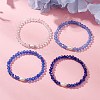 4Pcs Glass & Natural Cultured Freshwater Pearl Beads Stretch Bracelets for Women BJEW-JB13520-2