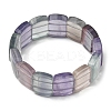 Natural Fluorite Rectangle Beaded Stretch Bracelet for Women BJEW-M297-B01-1
