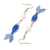 Glass & Shell Dangle Earrings EJEW-MZ00160-02-4