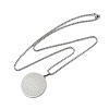 201 Stainless Steel Religion Flat Round Pendant Box Chain Necklaces for Women Men NJEW-R013-08P-4