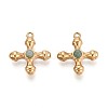 Natural Gray Aventurine & 304 Stainless Steel Cross Pendants LS-STAS-H221-01G-01-1