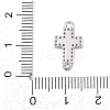 Cross Brass Micro Pave Clear Cubic Zirconia Connector Charms KK-P339-04P-3
