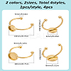4Pcs 4 Styles 201 Stainless Steel Cuff Pad Ring Settings FIND-LP0001-08-2