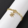 Brass Micro Pave Clear Cubic Zirconia Charm Bracelets BJEW-U020-13G-2