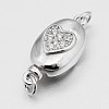 Anti-Tarnish Oval with Heart Rhodium Plated 925 Sterling Silver Cubic Zirconia Box Clasps STER-O015-01-1