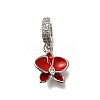 Brass Clear Cubic Zirconia Flower European Dangle Charms KK-M313-38P-02-1