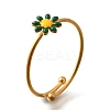 Daisy 304 Stainless Steel Enamel Open Cuff Rings for Women RJEW-M061-01G-04-2