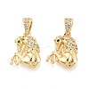 Brass Micro Pave Clear Cubic Zirconia Pendants KK-T075-85G-1