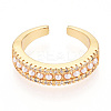 Brass Micro Pave Clear Cubic Zirconia Cuff Rings for Women KK-T074-16G-2