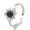 304 Stainless Steel Synthetic Turquoise Cuff Rings G-Z056-01P-01-1