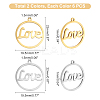 12Pcs 2 Colors 201 Stainless Steel Laser Cut Pendants STAS-UN0028-28-5