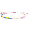 Glass Seed Bead & Brass Braided Bead Bracelets LW3639-1-1