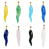 8Pcs 8 Style Handmade Lampwork with Brass Pendants KK-TA0002-22-1
