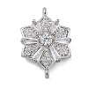 Rack Plating Brass Clear Cubic Zirconia Flower Connector Charms KK-A234-038P-1