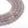 Round Natural Grey Agate Bead Strands G-R345-8mm-07-1