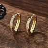 Brass Micro Pave Clear Cubic Zirconia Huggie Hoop Earrings EJEW-A058-26G-3