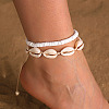Bohemian Style Natural Cowrie Shell Beaded Polymer Clay Heishi Beaded Double Layer Anklets for Women FS-WGDE278-02-2