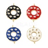 Rack Plating Brass Clear Cubic Zirconia Donut Connector Charms KK-A234-030G-02-1