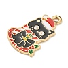 Christmas Kitten Alloy Enamel Pendants ENAM-I060-02D-2