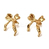 Bowknot 304 Stainless Steel Stud Earrings for Women EJEW-U003-14G-1