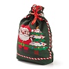 Christmas Theme Rectangle Cloth Bags with Jute Cord ABAG-P008-01C-3