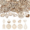 100Pcs 10 Styles Undyed Natural Wooden Big Pendants WOOD-EL0001-03-1