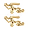 Brass Heart with Fe Faith Connector Charms KK-C114-02G-1
