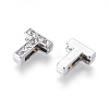 Alloy Initial Slide Charms with Grade A Rhinestones ALRI-R032-T-FF-2
