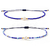 2Pcs Vintage Glass Seed Bead & Plastic Imitation Pear Beads Braided Bead Bracelets for Women JF2280-1-1