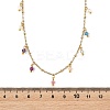 Faceted Round Natural Apatite & Amethyst & Rhodonite & Sunstone & Apatite & Ruby Tassel 304 Stainless Steel Cable Chain Necklaces with Natural Pearl NJEW-JN06470-4