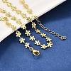Brass Flower Link Chain Necklaces NJEW-M108-25G-4