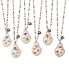 Printed Alloy Enamel Pear & Brass Enamel Evil Eye Pendant 304 Stainless Steel Enamel Dapped Chain Necklaces for Women NJEW-JN06361-2
